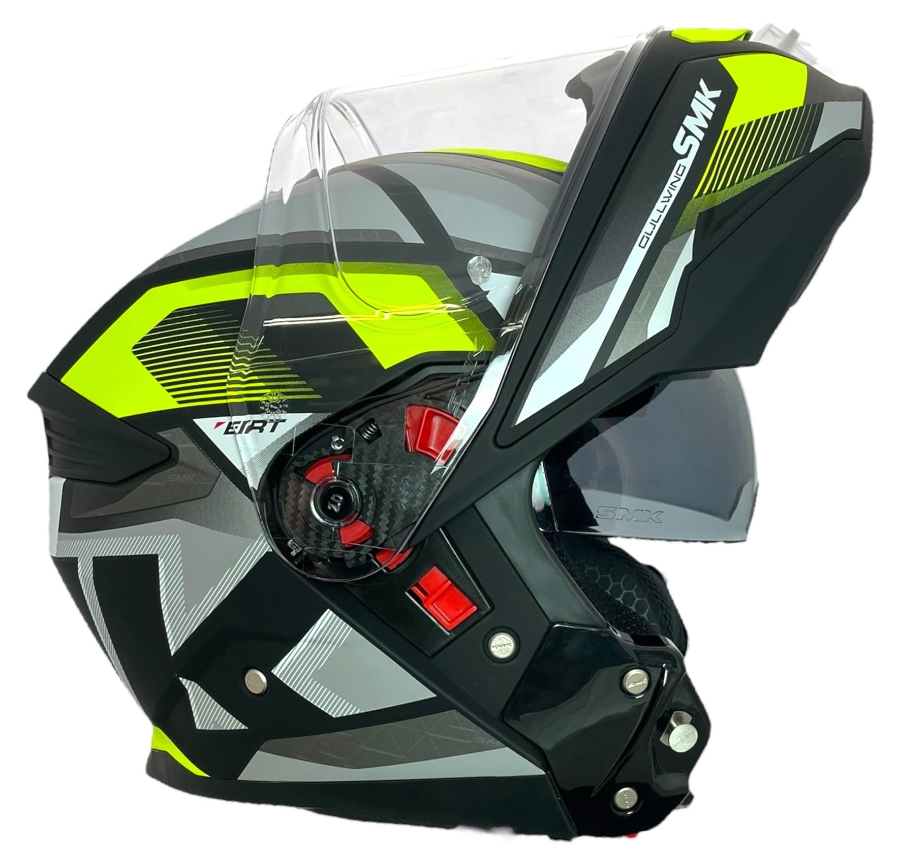 SMK Helmets Casco Modular GULLWING Venture Decorado Mate Blanco Y Amarillo 22.06 con Doble Visor P/J (L 59/60)