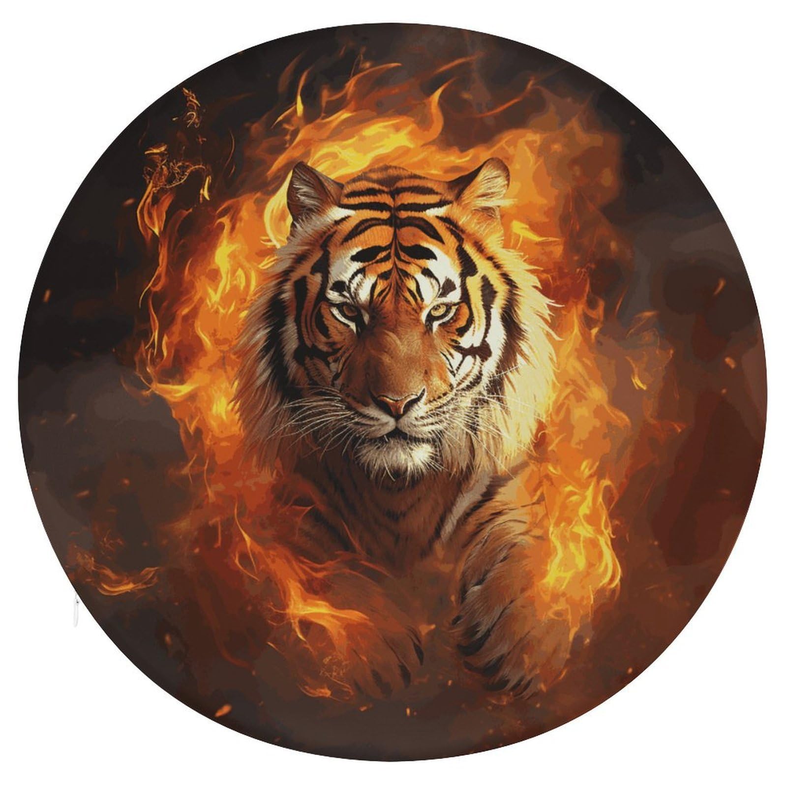 FekiLoot Cool Tiger in Flame Seat Cushion Comfort Memory Foam Seat Cushion Chair Pad Soft Round Stool Cushion Chair Cushion Removable Washable Cover for Home Office Outdoor Bistro 15.35 Inch