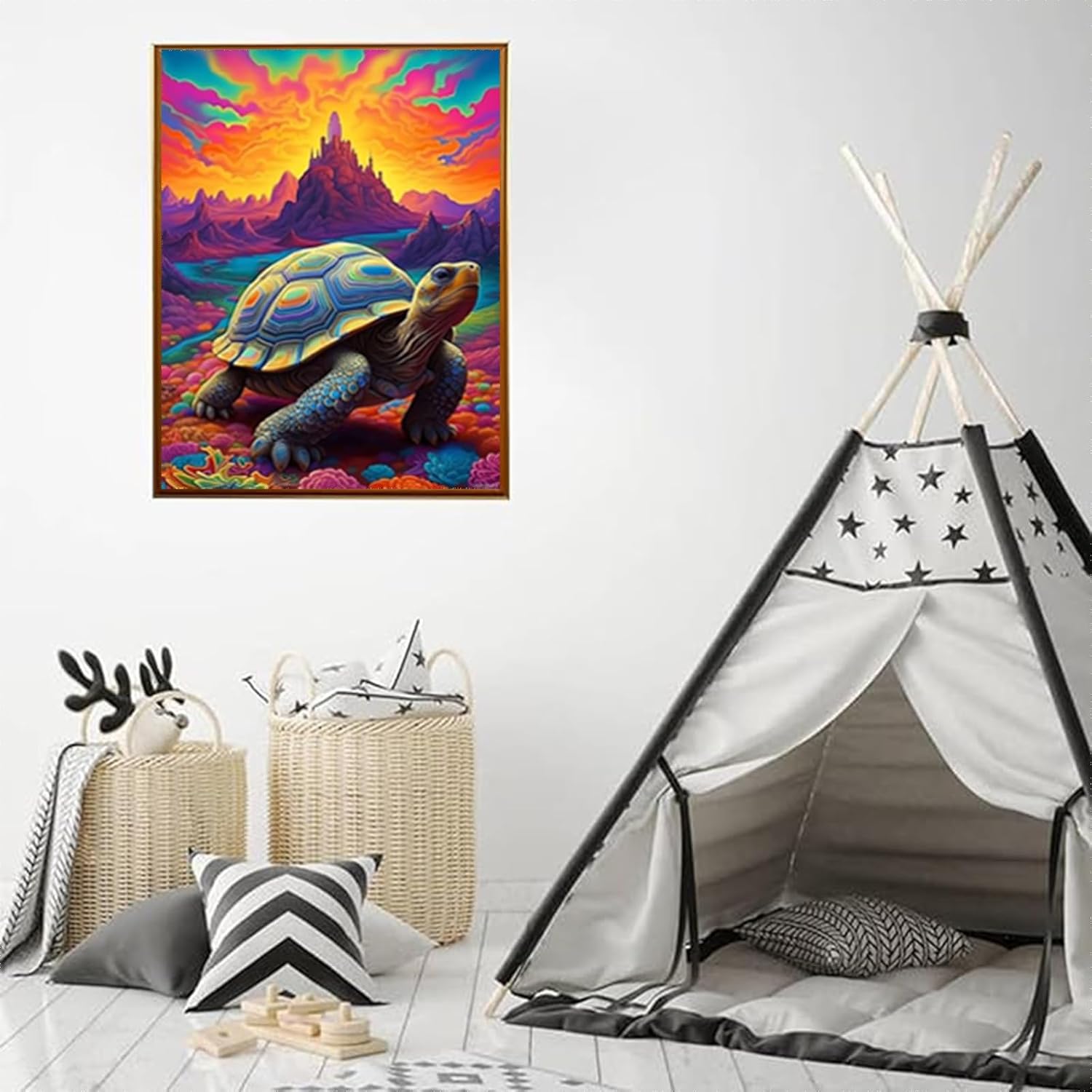 HMDIIMGE Colorful Painted Tortoise Ocean Diamond Painting Kits for Adults Diamond Painting 5D Diamond Art Kits for Adults Gem Art Full Drill Diamond Dots for Adults Party Favor Supplies 12x16 inch