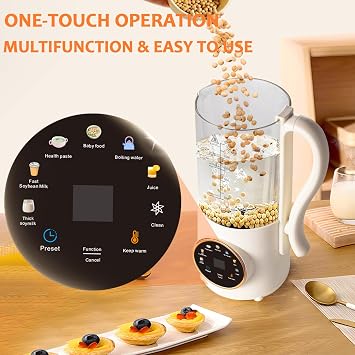 Soy Milk Maker Machine, 47oz/1400ML Automatic Nut Milk Maker | 8 in 1 Multi Functional Homemade Plant-Based Milk with Delay Start/AutoClean/KeepWarm/Boil Water