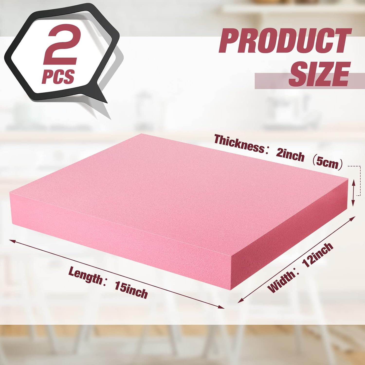 2 Pieces XPS Foam 15" x 12" 2" Thick Polystyrene Rectangles Foam Board Craft for DIY Modeling Art Supplies