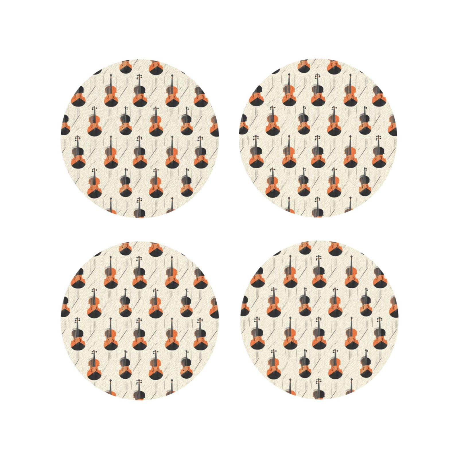 Smazdfxx Women's As Pic Leather Coasters Set Of 4 - Cool Cello Print Lightweight Drink Coasters For Desk