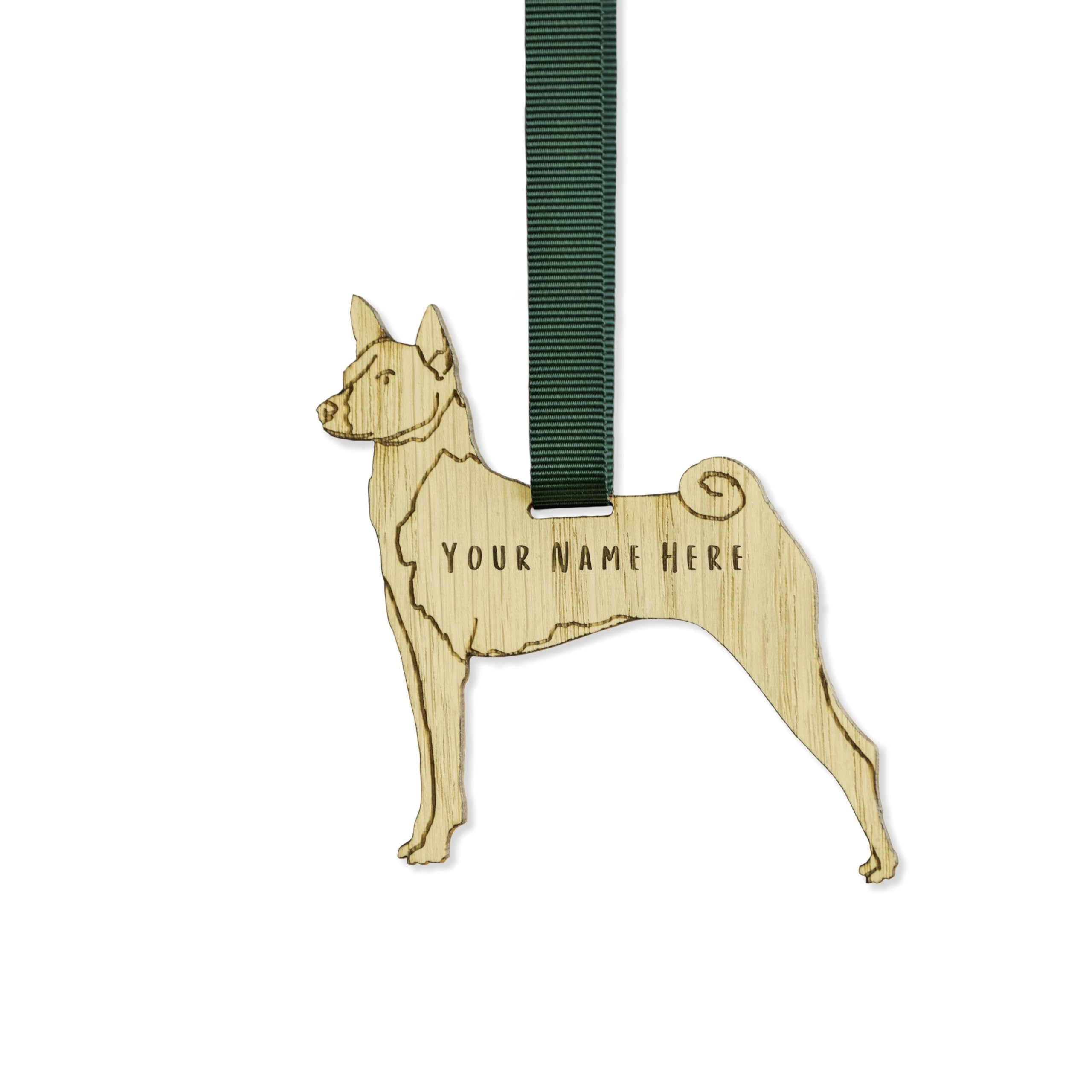 "Manta Makes Personalised Dog Christmas Decorations, wooden dog lover gifts for dog lovers, range of over 50 breeds, personalised pet memorial gifts, best dog Mum gifts (Basenji)" — image 1
