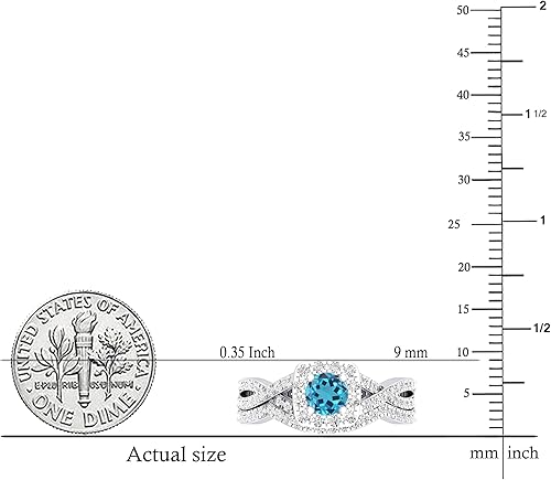 Vista 5 de Dazzlingrock Collection Juego de anillos de compromiso con halo de diamantes blancos y piedras preciosas redondas de 0.197 in para mujer