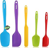 Vista 9 de Anaeat Juego de 2 Espátulas Delgadas de Silicona - Mini Espátulas para Servir Brownies - Volteador Spurtle Antiadherente para Cocinar Fácilmente