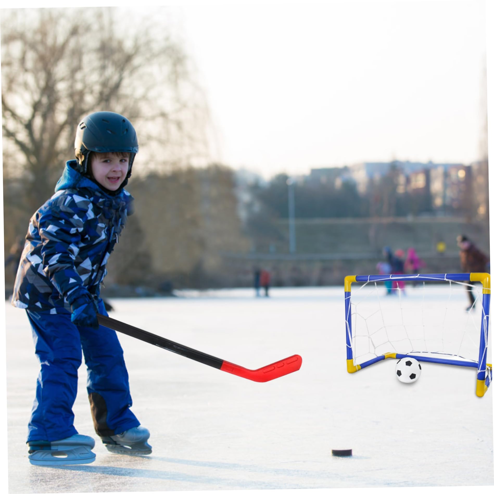 Mini Set da Calcio per Hockey, 2 in 1 con Pompa a Sfera con Bastoncini per Rete per Giochi per Bambini all'aperto