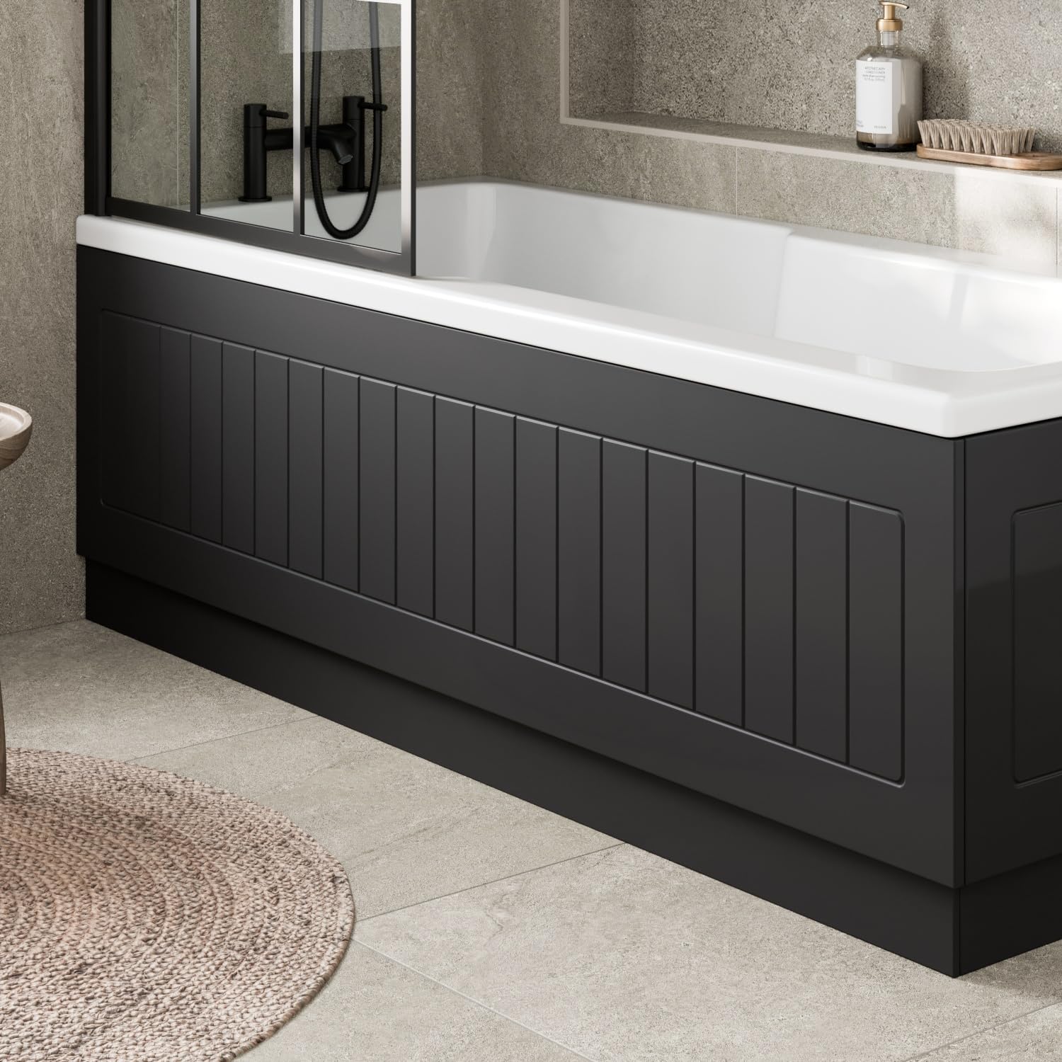 Sponsored Ad – Tongue & Groove 1700mm Front Side MDF Bath Panel 16mm, Modern Wooden Panels for Bathroom Baths Soaking Tubs, Adjustable Plinth, Cut to Size, Black Gloss