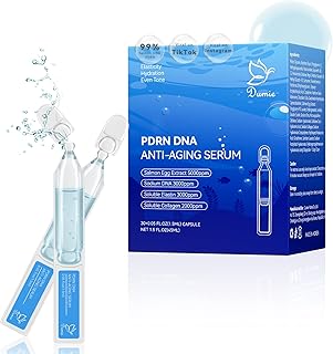 Salmon DNA PDRN Anti-Aging Serum, 5000ppm Salmon Egg DNA Ampoule, 2000ppm Collagen, Glutathione, Niacinamide & 6 Hyaluronic Acids, Korean Skincare for Wrinkles & Radiance,0.05 fl.oz x 30e