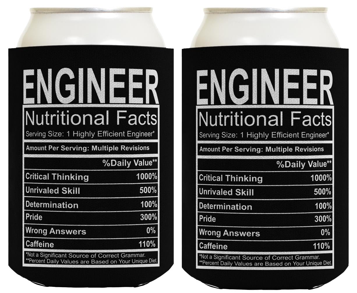 Engineering Gifts Engineer Nutritional Facts Engineer Gag Gifts Electrical Engineer Gifts 2-Pack Can Drink Thermocoolers