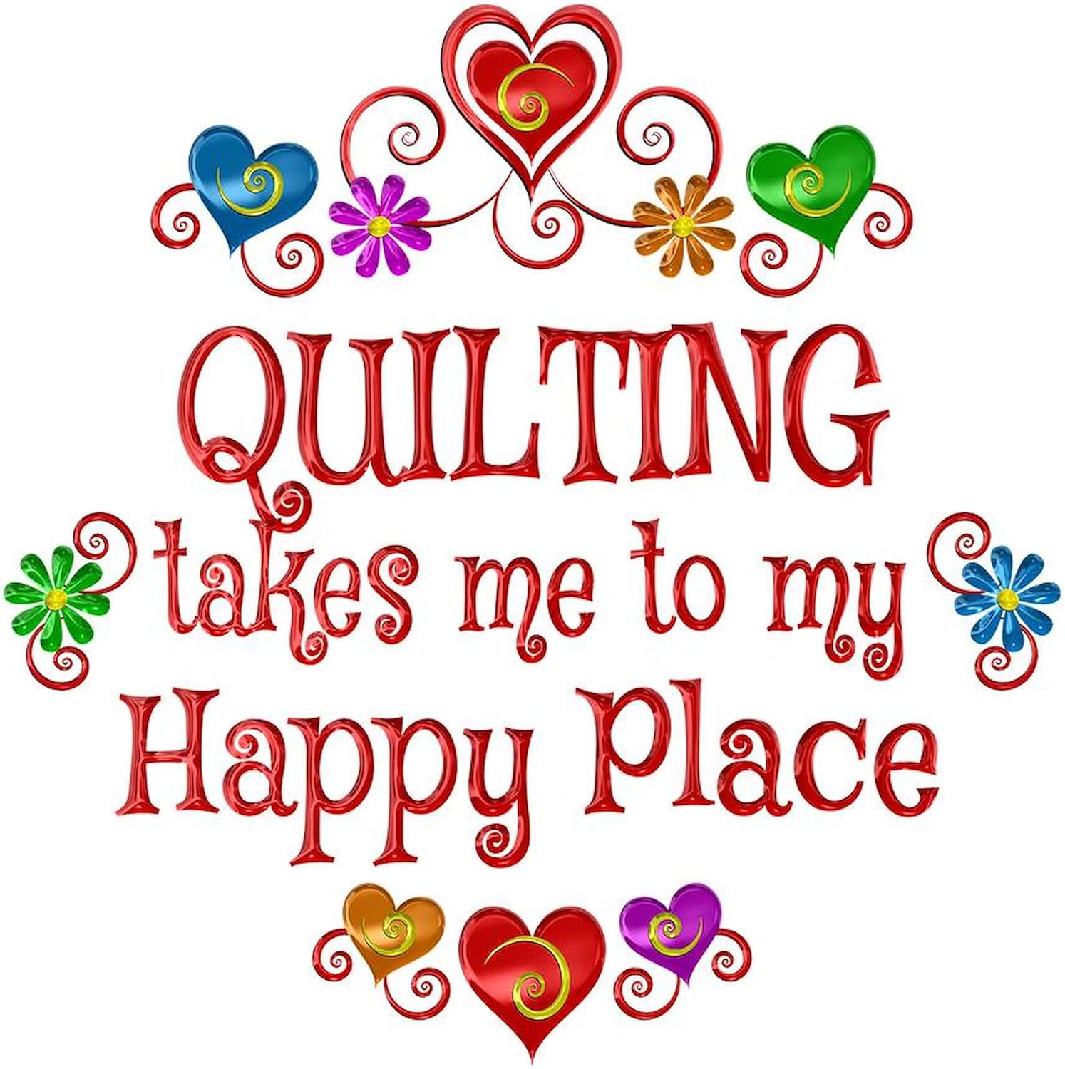 CafePress Quilting Happy Place 10" Wall Clock for Livingroom, Kitchen, or Office