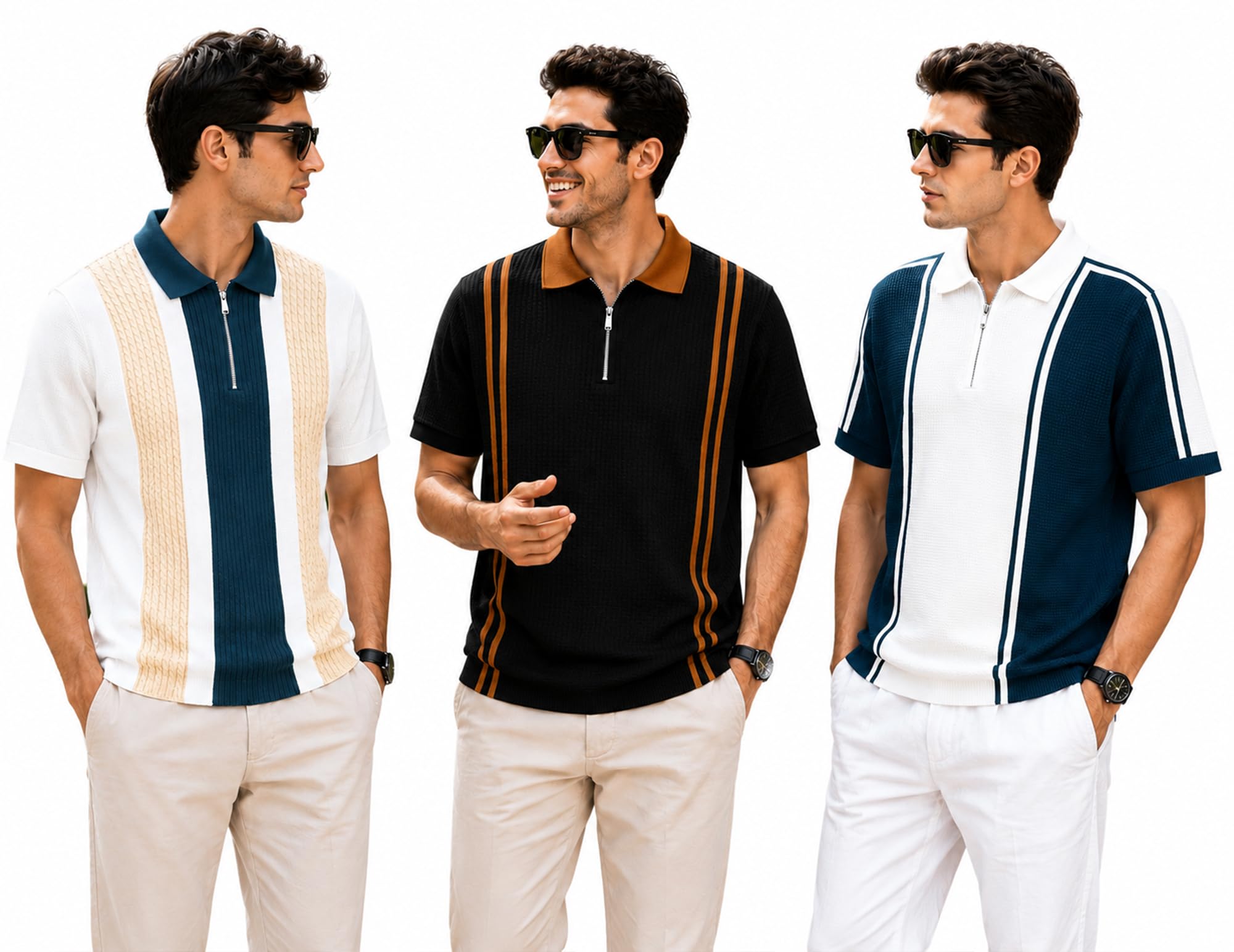 ausk Men's Cotton Blend Polo Tshirt || Textured and Color Block Design || Half Sleeve, Polo Collar, Smart Casual Wear Tshirt for Mens || Regulat Fit Polo T Shirt for Men-picture-49