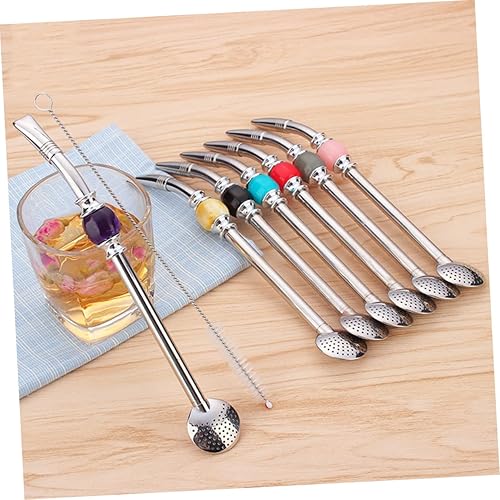 Miniatura 2 de FELTECHELECTR 2 piezas de filtro de yerba mate bombilla pajitas de té desmontables, cuchara de pajita, filtro de café, filtro para beber, pajitas de