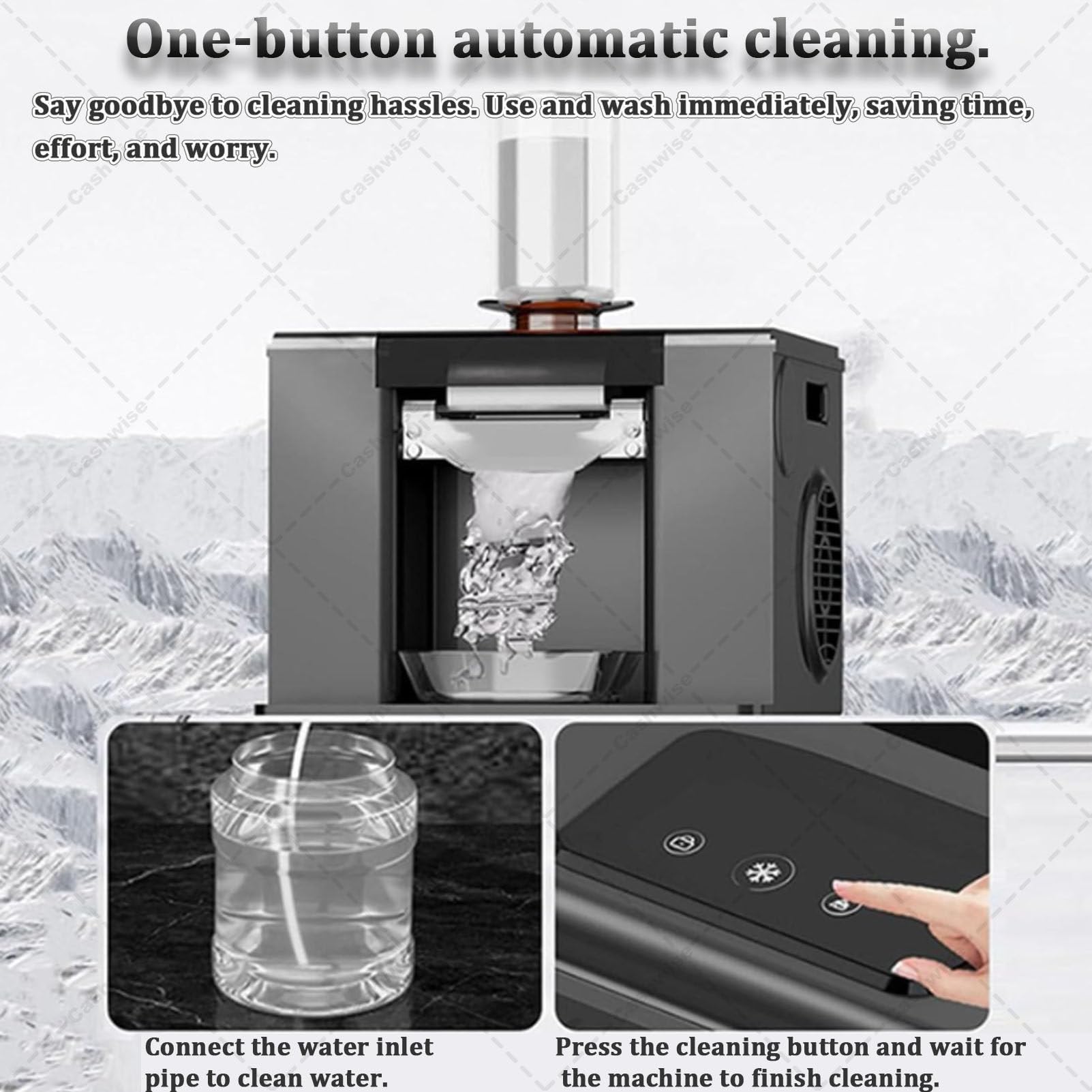 Máquina para hielo raspado y granizados, Máquina de granizados, Máquina coreana de hielo raspado Bingsu, Prepara hielo raspado y granizados en 60 segundos, Con función de autolimpieza y pantalla White