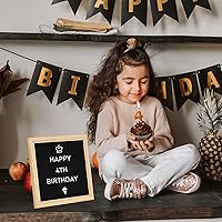 Vista 8 de 4 THOUGHT Tablero de Letras con 500 Letras Tablero de Letras de Fieltro de 10" x 10" con Soporte para Regreso a Clases Marco de Madera de Roble