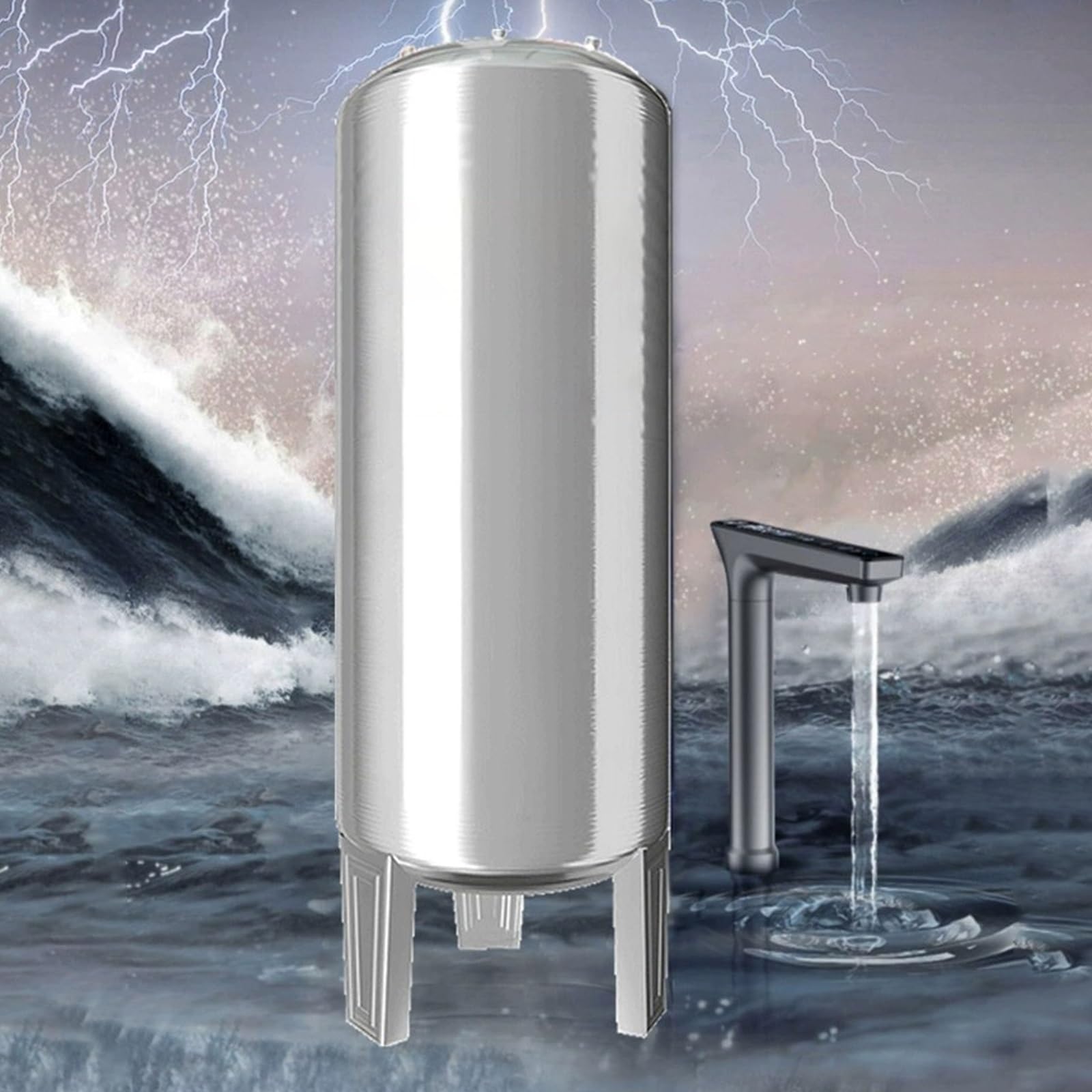Depósito de expansión de acero inoxidable para almacenamiento de agua, tanque de ósmosis inversa, contenedor vertical para sistema de bomba de pozo, incluye kit de montaje, 300 L