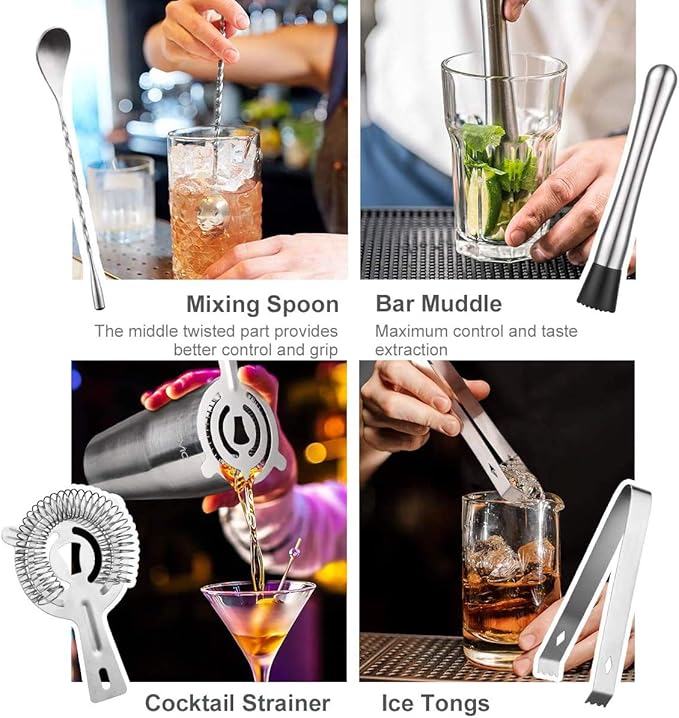 Set de Coctelera de Acero Inoxidable para Bartender con Estante miniatura 4