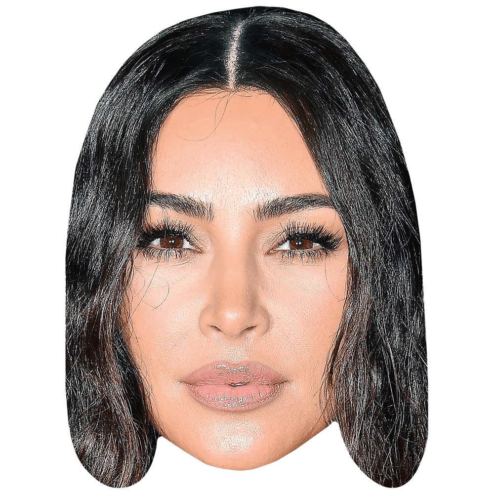 Kim Kardashian (Long Hair) Celebrity Mask, Flat Card Face, Fancy Dress Mask