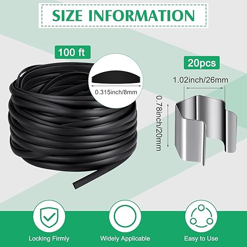 Miniatura 2 de Spline de pantalla plana de vinilo de 0.315 pulgadas de ancho con 20 clips de retención de pantalla, parte inferior plana y borde superior curvado