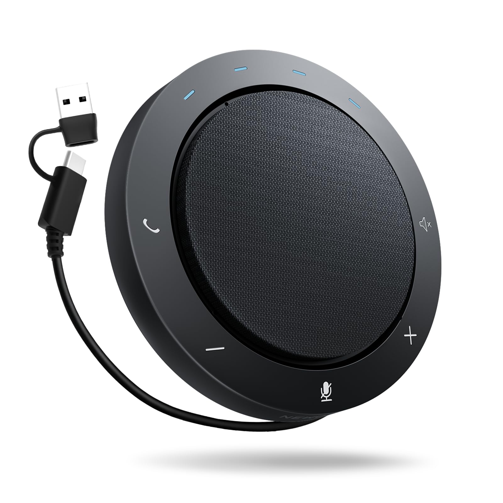 Bluetooth Speakerphone for Conference Calls – 2 AI Noise Reduction Mics, 360° Voice Pickup, USB-C &amp; USB-A Adapter, 10-14H Playtime, Compatible with Zoom/Teams/Skype/Meet