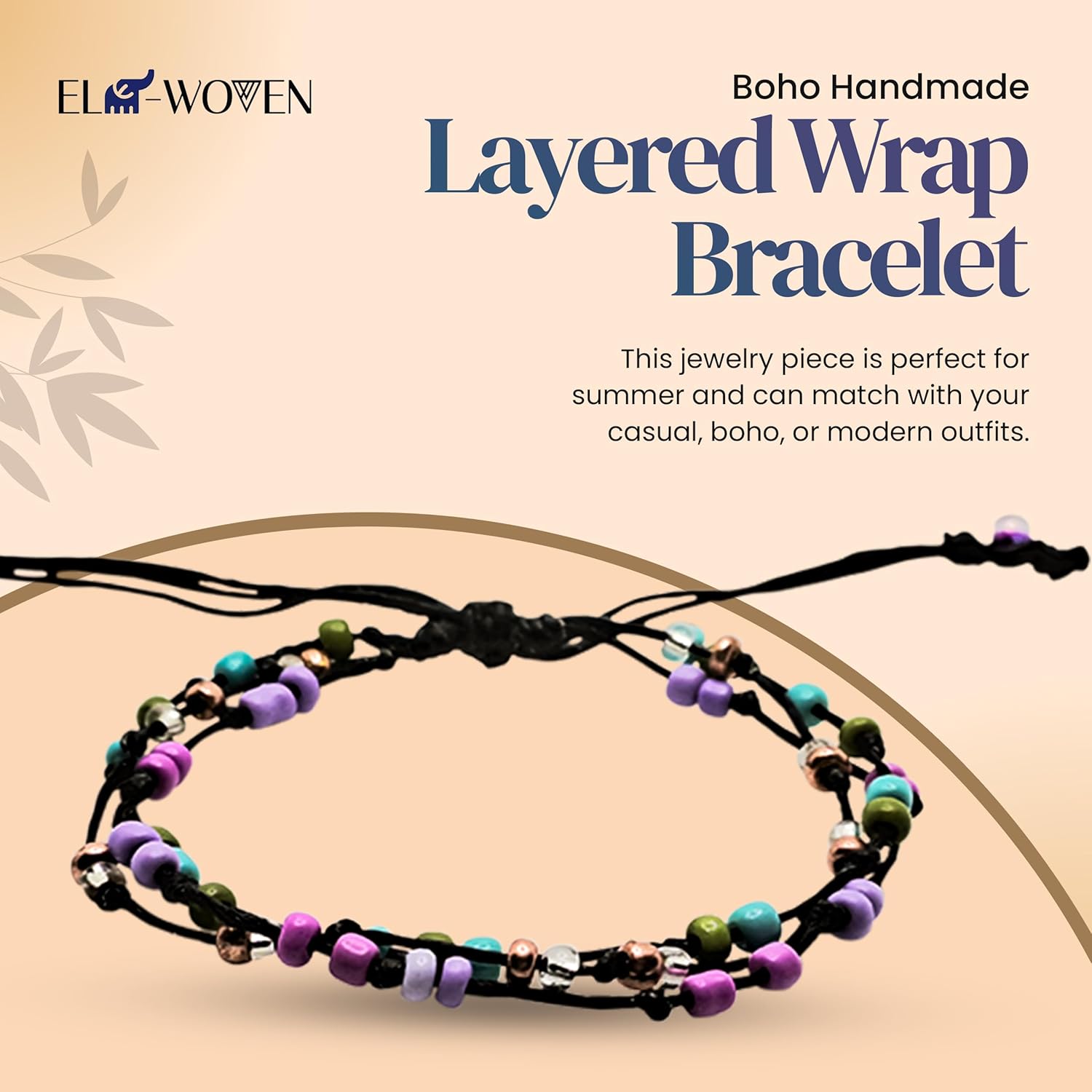 Boho Handmade Layered Wrap Bracelet - Multicolored Seed Beads With Adjustable String - Bohemian Braided Glass Beads - Hand Chain Jewelry Gifts for Women Girls - Image 2