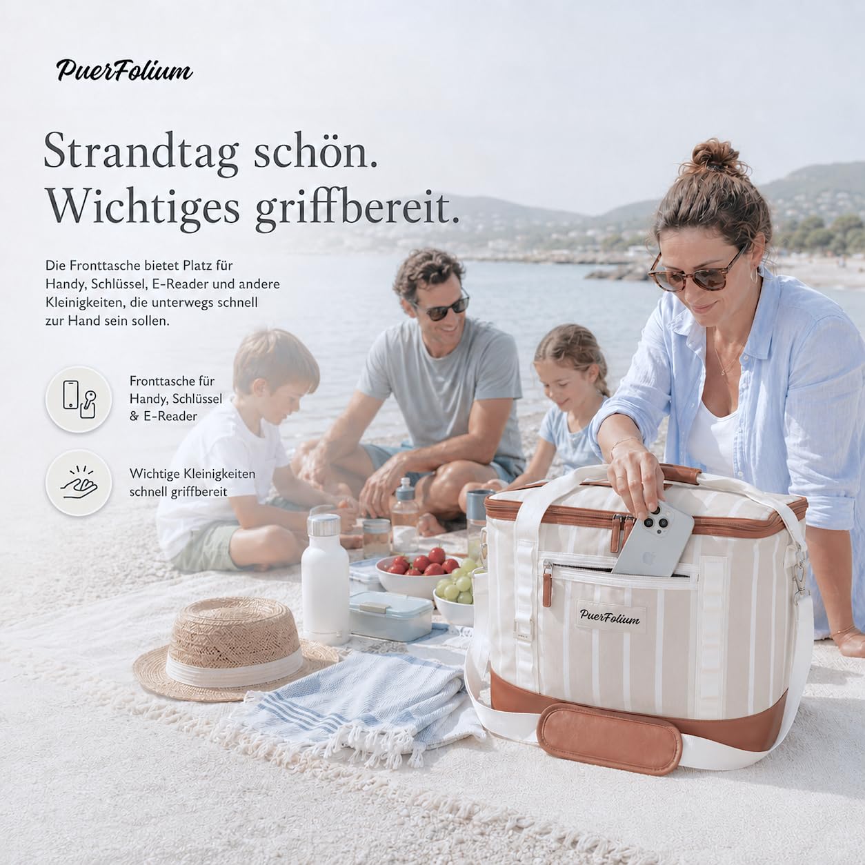 Borsa frigo grande, 45 l, XXL, borsa frigo, borsa da picnic, per la spesa, auto, campeggio, attività all'aperto, in viaggio, passiva, per congelatore, borsa termica, sportello superiore