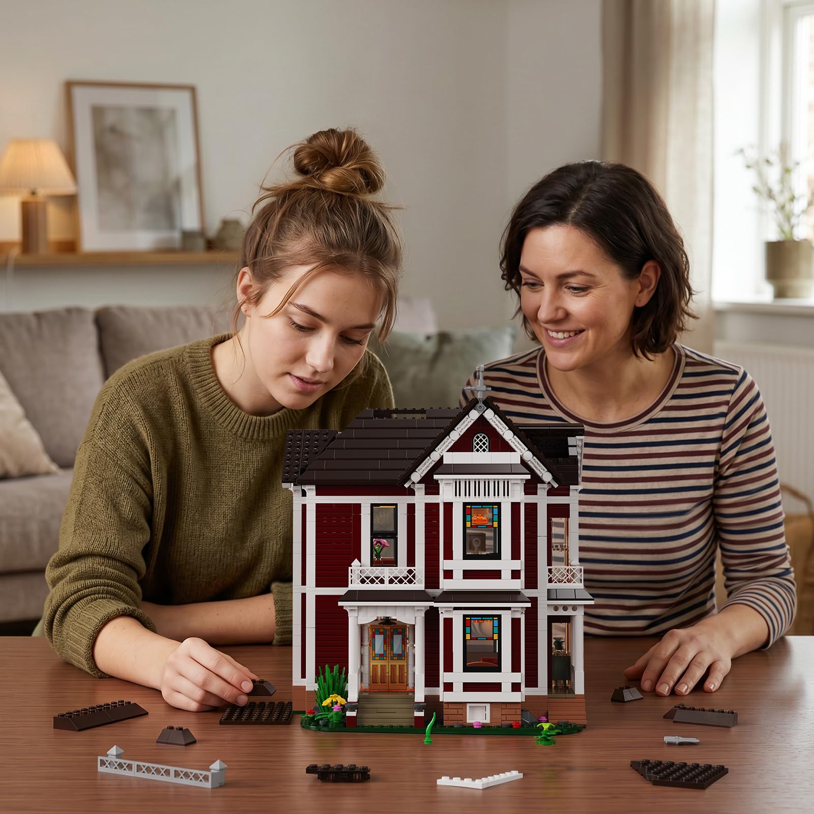Charm Magic House Halliwell Manor Horror House Building Set, Family Movie Witch House Blocks Toy Kit compatibile con Lego, decorazione regalo e set da collezione per donne adulte