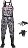 HISEA Womens Chest Waders, 4.5mm Neoprene Leopard Hunting Wader for Women with Insulated Boots, Waterproof Fishing Waders