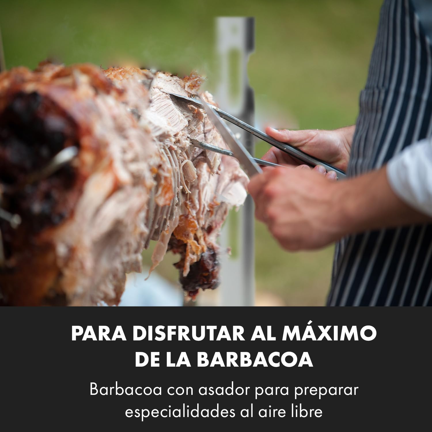 Klarstein Sauenland - Survivor asador de lechón, pincho giratorio, motor eléctrico de 12W, altura regulable 5 niveles, pincho giratorio, acero inoxidable, resiste hasta 70kg, estable, plateado