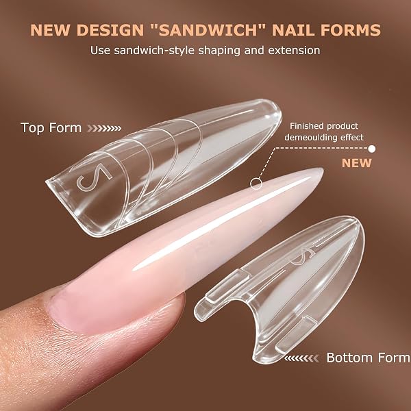 280 moldes de uñas profesionales (14 tamaños), puntas de gel reutilizables para extensiones de gel impecables, sin lima, sin desbordamiento, para gel y salón de belleza (almendra) - 3