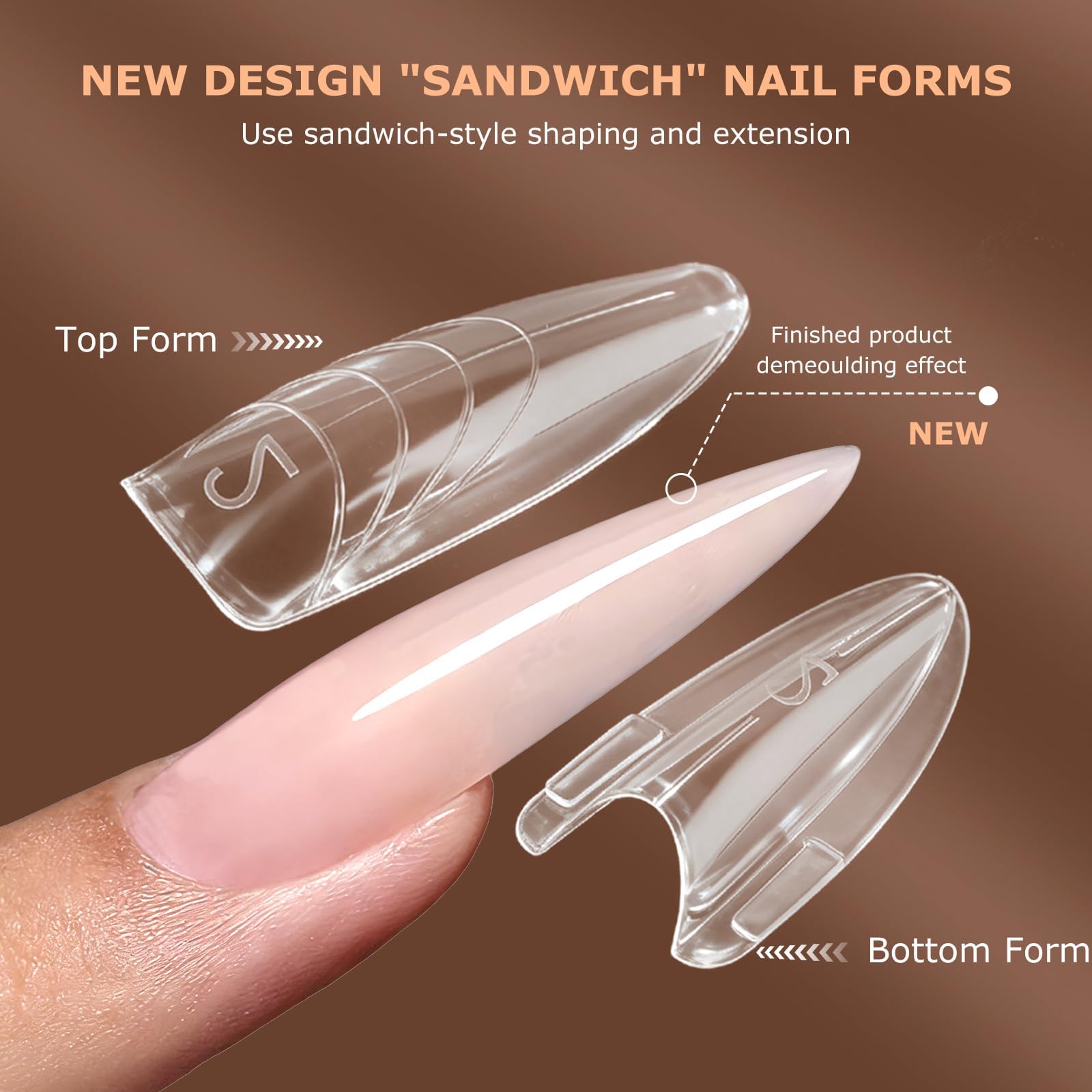 280 moldes de uñas profesionales (14 tamaños), puntas de gel reutilizables para extensiones de gel impecables, sin lima, sin desbordamiento, para gel y salón de belleza (almendra) - 4