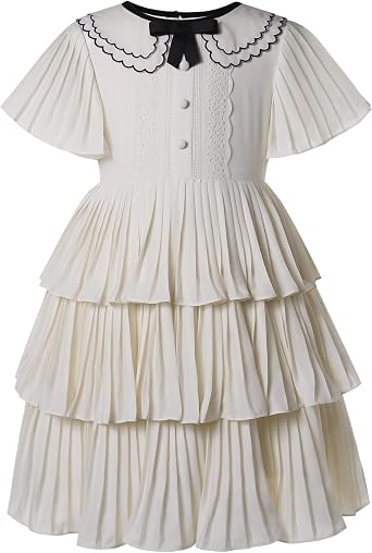 Girls Vintage Summer Ruffle Chiffon Graduation Clothes Kid Holiday Dress Size 3 4 5 6 7 8 9 10 11 12 13 14