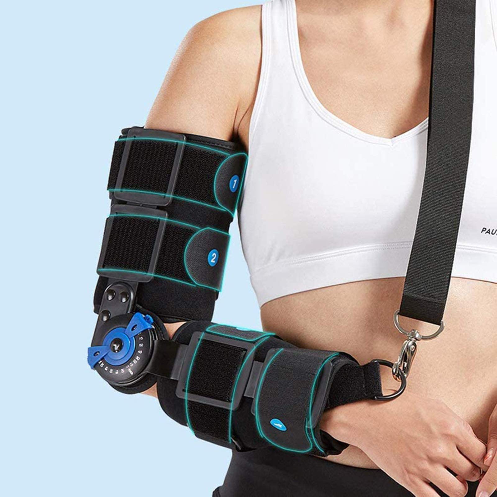 Codo con Bisagras Ortesis De Codo Ajustable Soporte De Codo Férula Fijador Ortesis Brazo Soportes Rehabilitación del Manguito, para Contracturas De Codo, Fracturas,Left