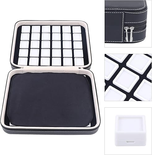 Miniatura 3 de Caja organizadora de gemas de 60 rejillas, caja de almacenamiento de joyas, caja de lujo para colección de diamantes con tapa transparente y diseño