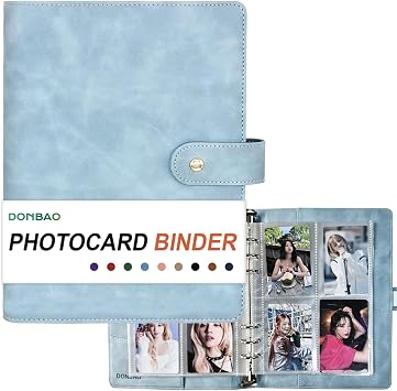 A5 Kpop Photocard Binder, 6 Ring Binder Collectors Album with 240 Card Slots, PU Leather Cover for Organizing K-Pop, Trading Cards, Game Cards & Memorabilia Blue