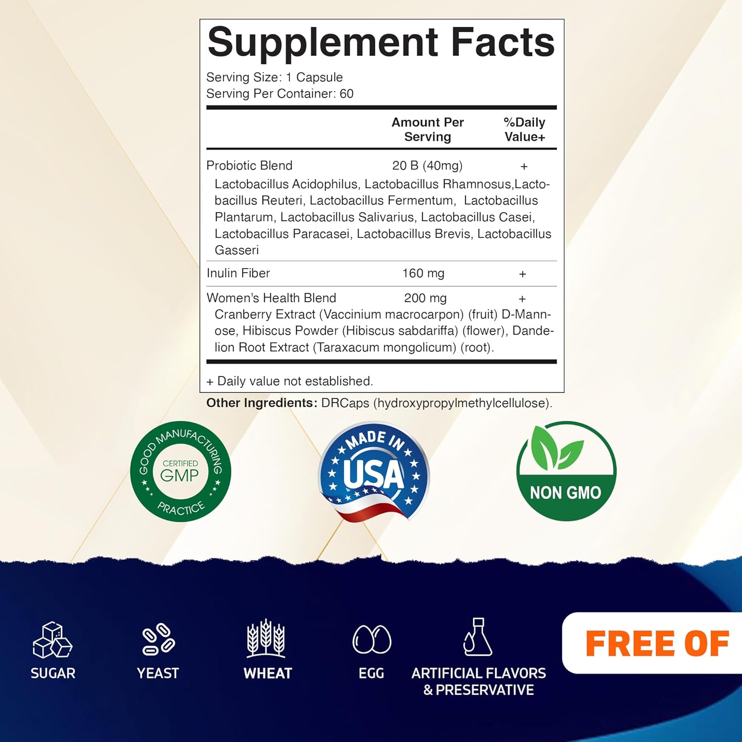 Vitamatic Vaginal Probiotics for Women – 20 Billion CFU, pH Balance & Odor Control, 60 DR Capsules with Prebiotics, Cranberry, D-Mannose, Hibiscus & Dandelion – Feminine Health & Daily Support* - Image 2