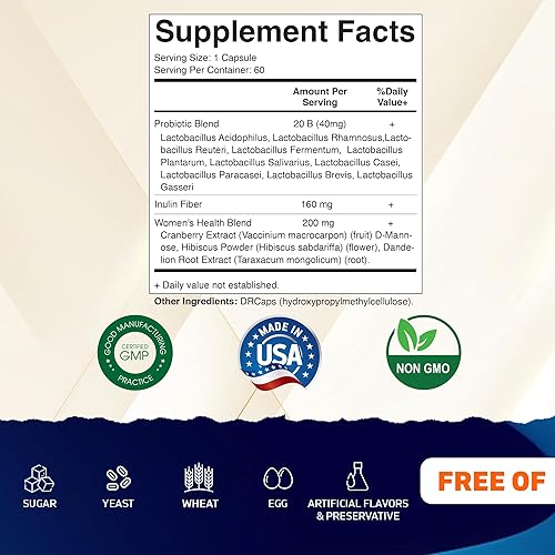 Miniatura 2 de Vitamatic Probióticos vaginales para mujeres – 20 mil millones de UFC, equilibrio de pH y control de olores, 60 cápsulas DR con prebióticos