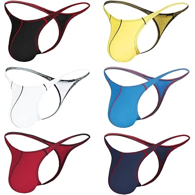 KAREN SPACE Men's Thong Underwear Sexy Mens Underwear Ice Silk Fabric Bikini G-String Thongs