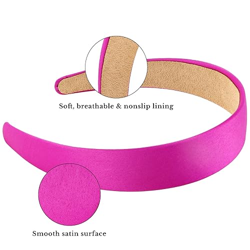 Miniatura 2 de Wecoe 10 diademas de satén para el cabello, diademas de 1.3 pulgadas de ancho para mujeres y niñas, accesorios antideslizantes para el cabello,