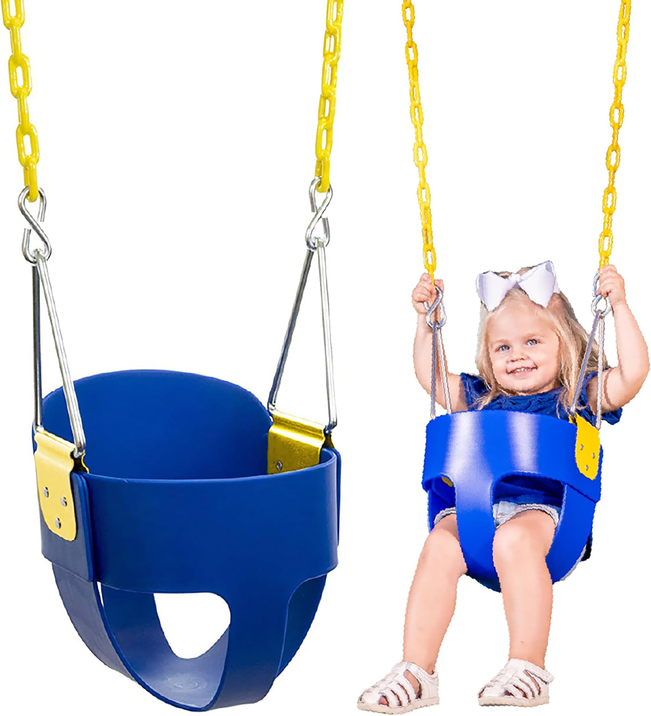 High Back Full Bucket Toddler Swing Seat with Plastic Coated Chains - Swing Set Additions & Replacements - Outdoor Play Equipment - Blue