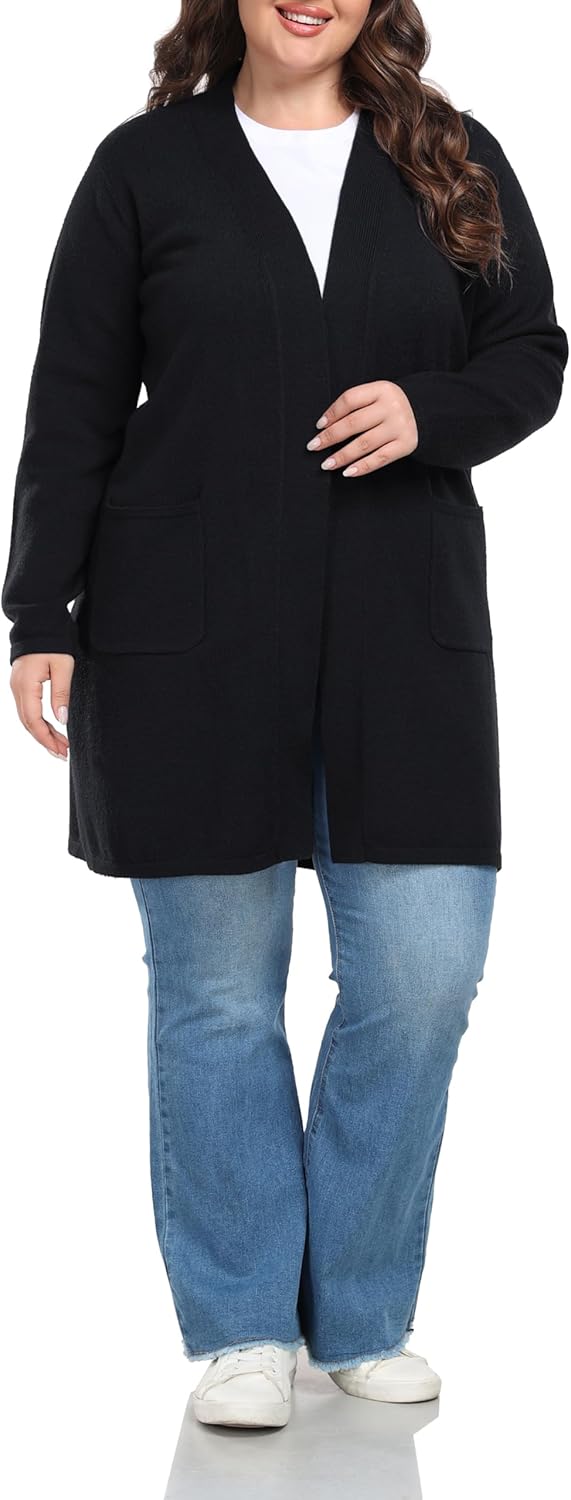 Shiaili Long Plus Size Sweater Cardigan Easy Close Open Front Coat for Women - Image 3