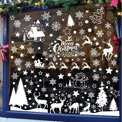Miniatura 4 de 148 calcomanías de Navidad con diseño de copo de nieve para ventana, decoración de ventana de Navidad para ventana de Navidad