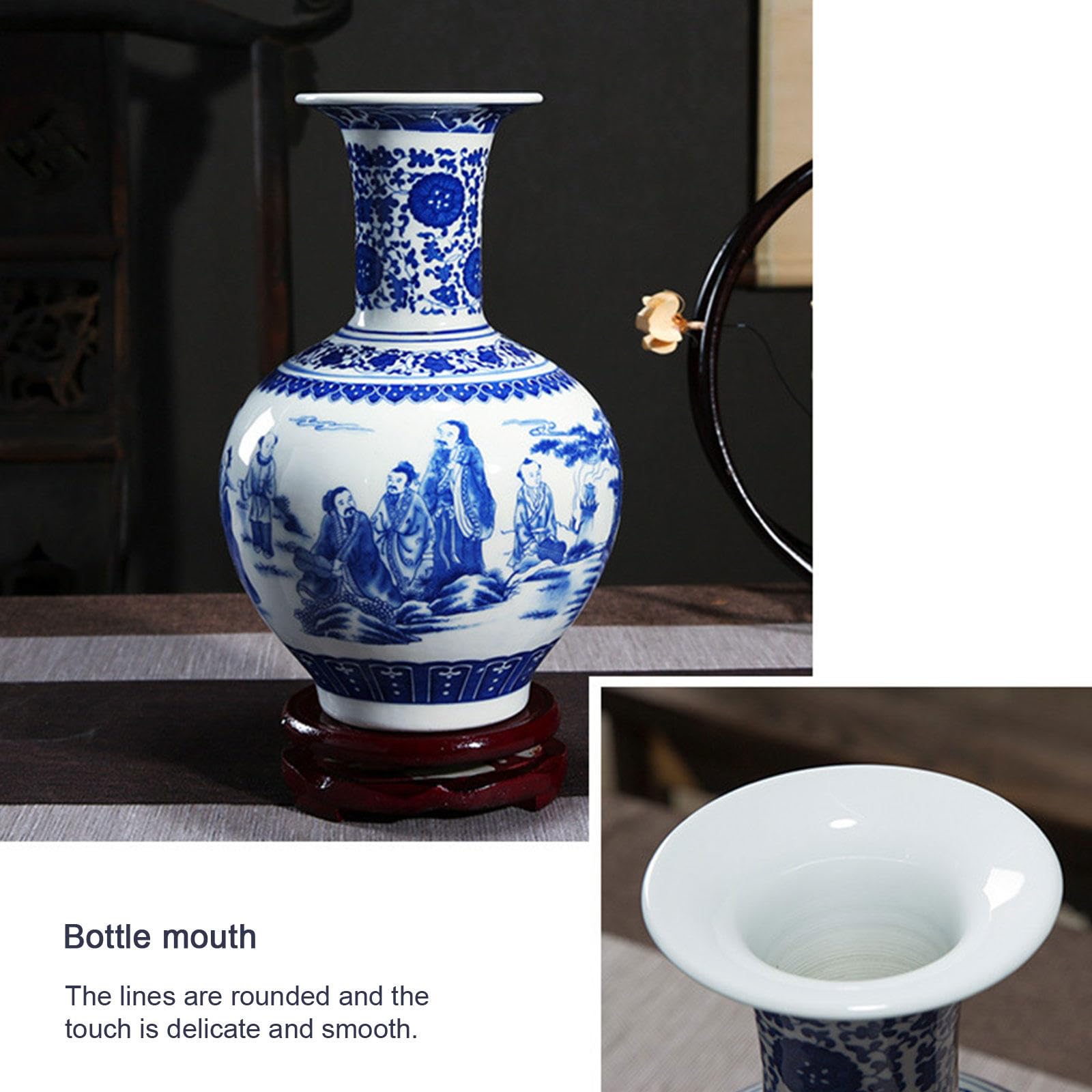 Amazon.co.jp: 小さな青と白の磁器花瓶のペア、 新鮮なつぼみの造花