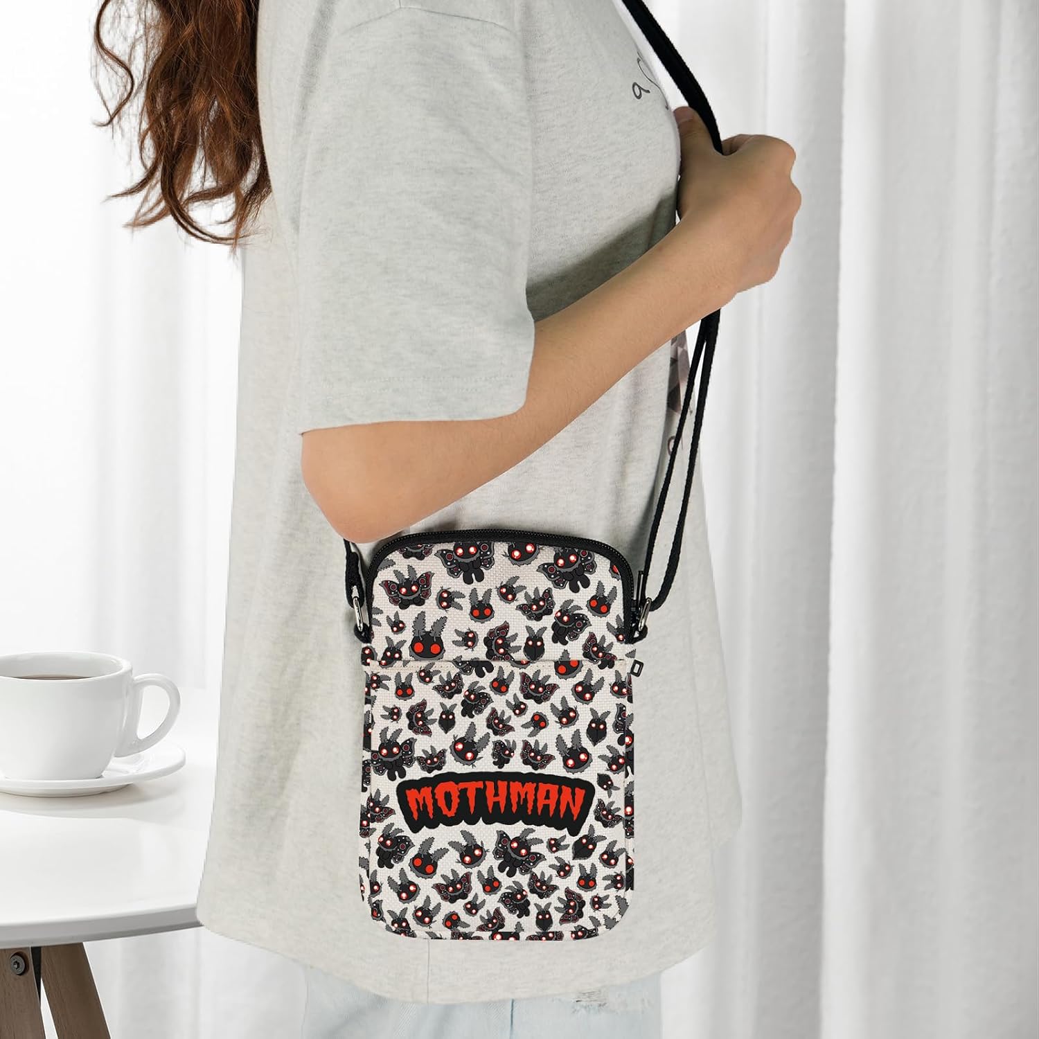 JXGZSO Mothman Cryptid Crossbody Bag Cryptozoology Gift Cryptid Creature Gift Mythical Mothman Monster Shoulder Bag - Image 3