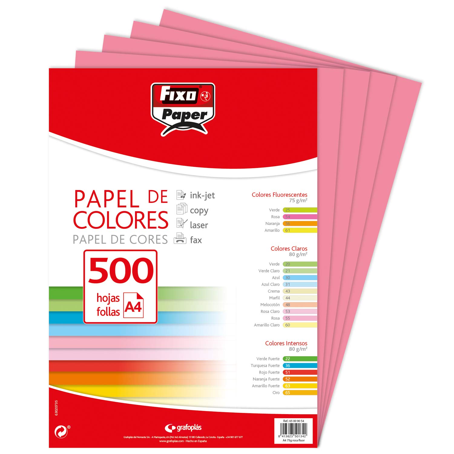 Fixo Sheets 75 g, Paper, Flúor Pink, A4