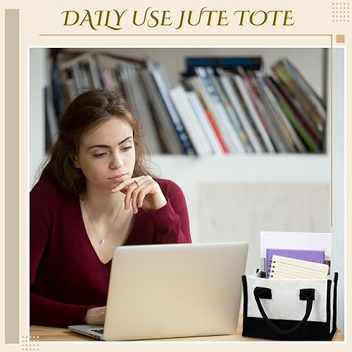 Vista 25 de Cunno 12 Pcs Burlap Tote Bag Mini Jute Reusable Bag with Handles Small Blank Canvas Gift Waterproof for Wedding Beach DIY