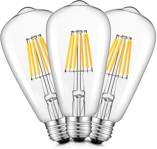 Miniatura 9 de CRLight Bombilla LED Edison regulable de 6 W, 3200 K, blanco suave, 700 lúmenes, equivalente a 700 W, equivalente a E26 Vintage ST64, bombillas LED