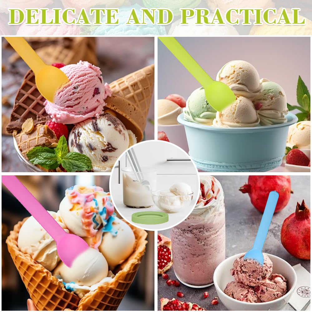 4 PCS Contenitori per Gelato per Ninja Creami 450 ML,Tazza per Gelato con Cucchiaio e 4 Cucchiaini di Plastica,Vaschetta Gelato per Macchina Gelato per Gelatiera Ninja NC299AMZ, C300s - 4 colori