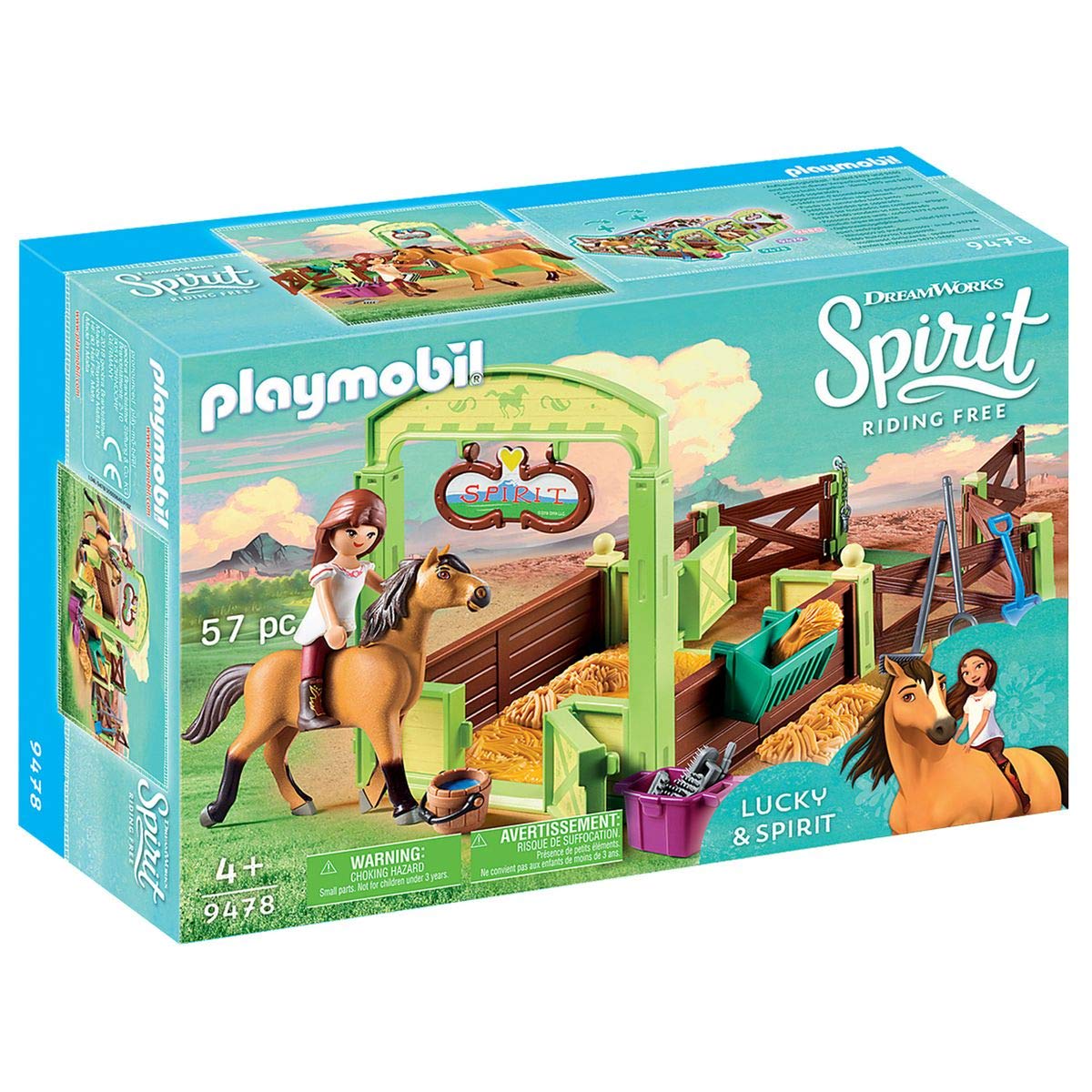 PLAYMOBIL DreamWorks Spirit 9478 Establo Fortu y Spirit, A partir de 4 años