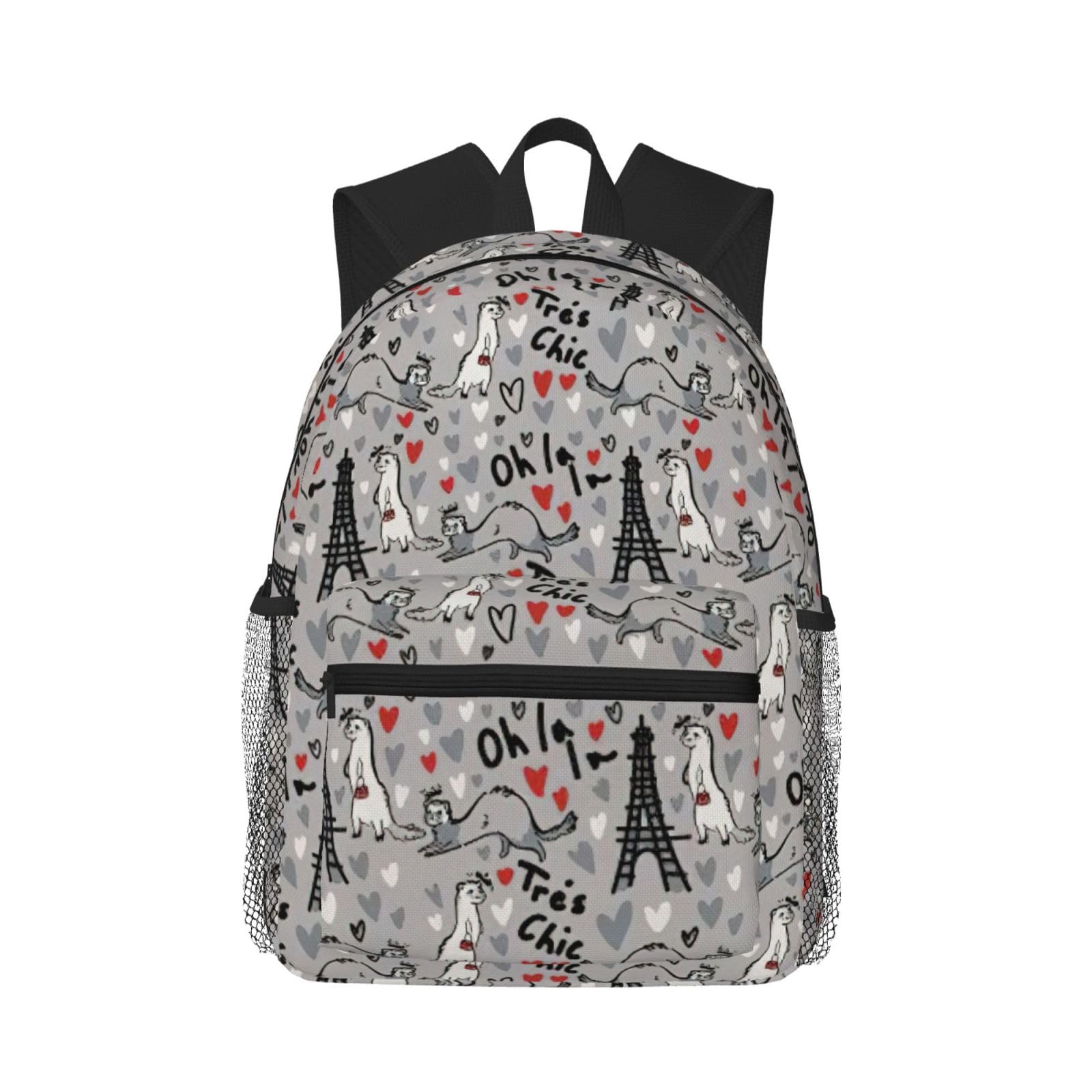 Sac à dos de voyage furet noir décontracté et polyvalent taille unique pour tous. - 8