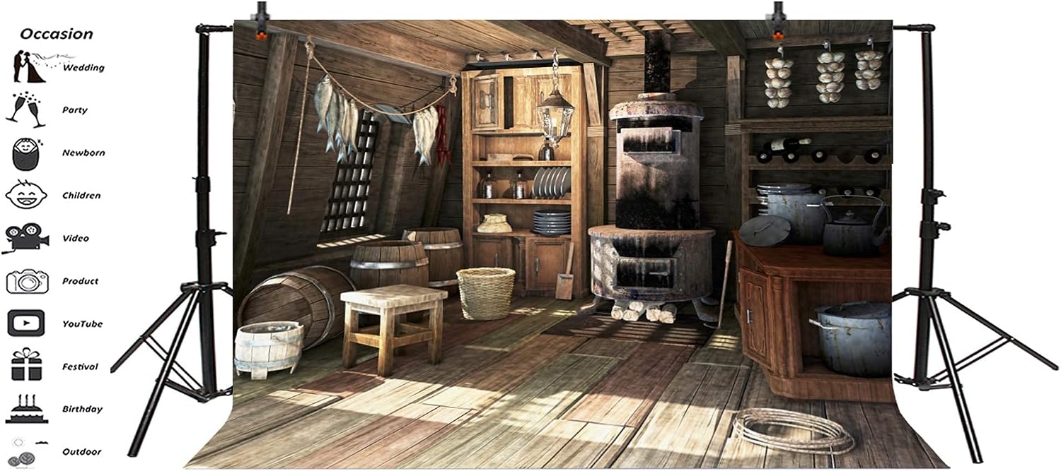 70% Off Everything Laeacco 10x8ft Rustic Old Kitchen Interior Vinyl Photography Background Hanging Fishes Foods Old Furnace Wooden Floor Backdrop Farmer Cowboy Shoot Countryside Rural Life Banner Studio Props